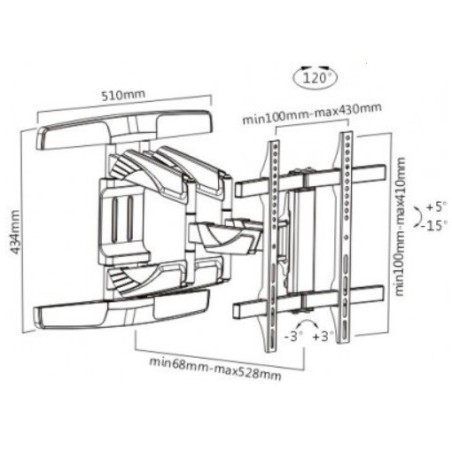 Soporte de pared FULL-MOTION para TV PLANA Y CURVADA