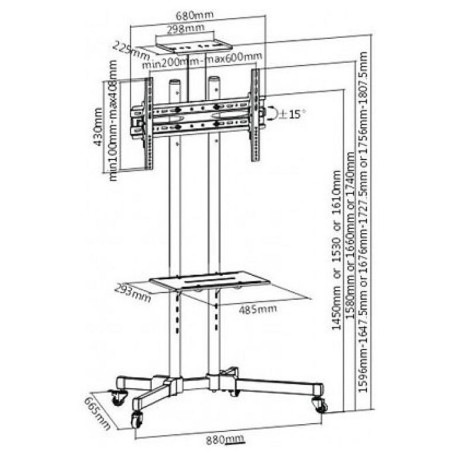 Soporte MOVIL Y MULTIFUNCIONAL PARA TV CON ESTANTE PARA CAMARA
